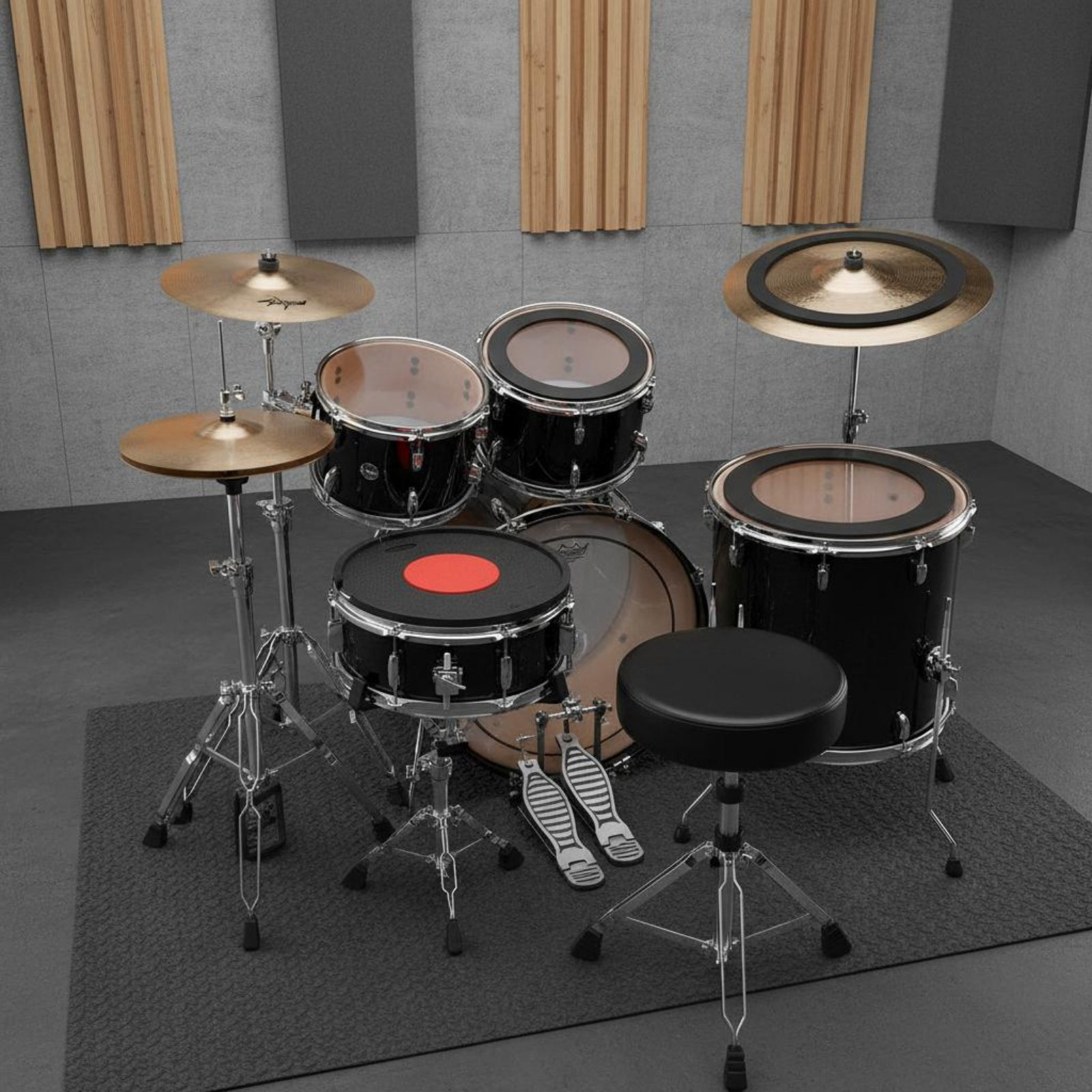 Drum Practice Pad - Rubber Drum and Cymbal Mutes Noise